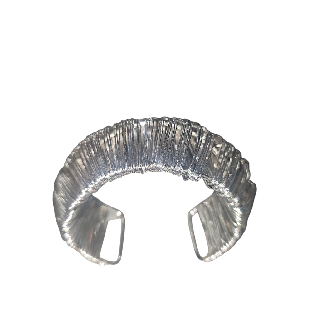 Silver Wire Wrapped Cuff Bracelet